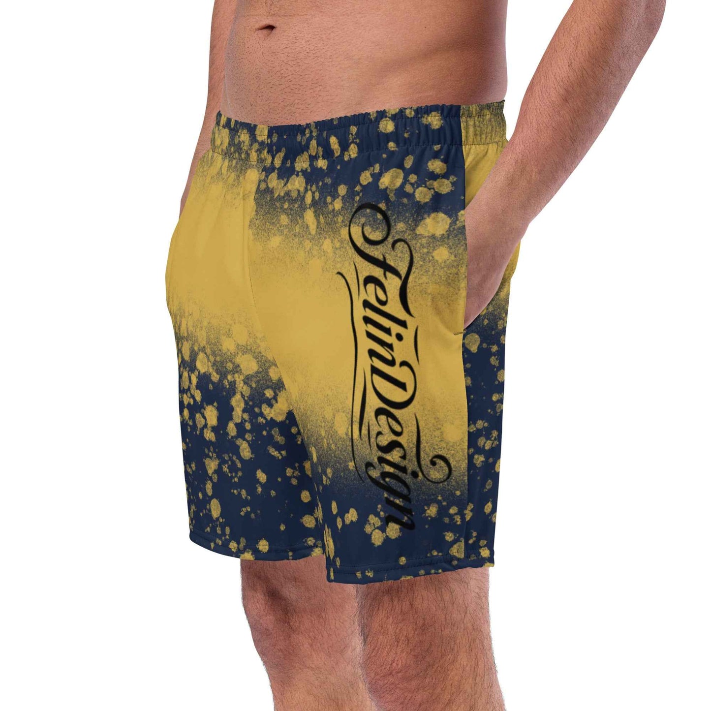 Recycled Swim Trunks Black and yellow FelinDesign