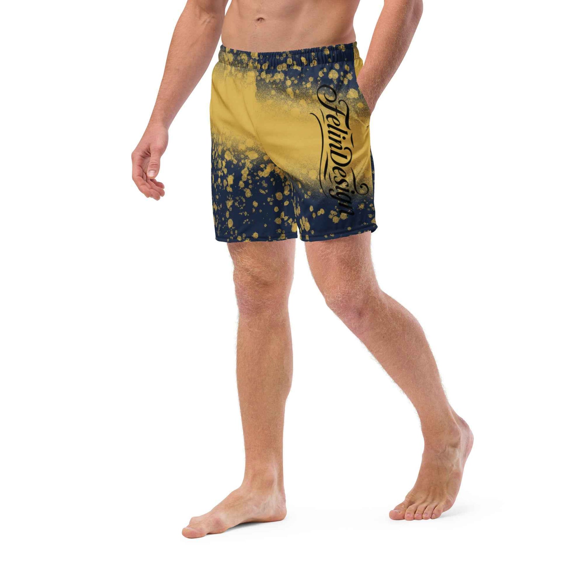 Recycled Swim Trunks Black and yellow FelinDesign