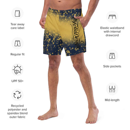 Recycled Swim Trunks Black and yellow FelinDesign