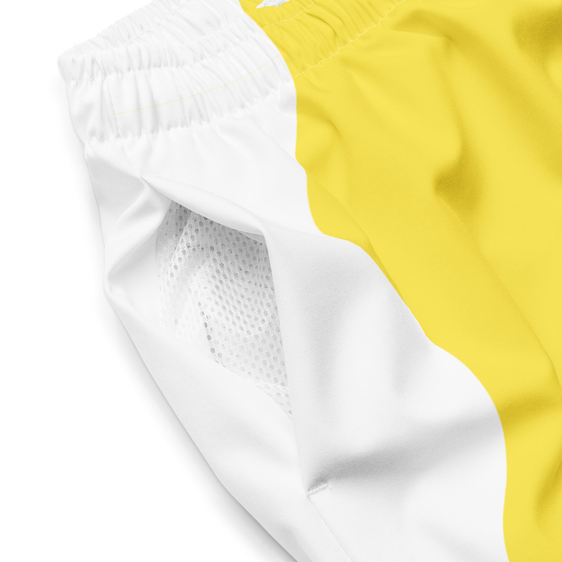 Recycled Swim Trunks Yellow White side FelinDesign - FelinDesign