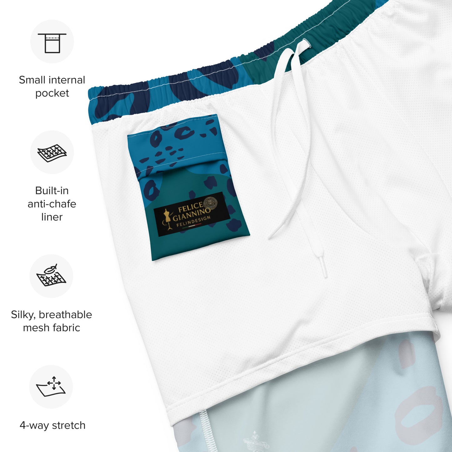 Swim Shorts "Teal Abyss" – Beach Boxer with Organic Pattern - FelinDesign