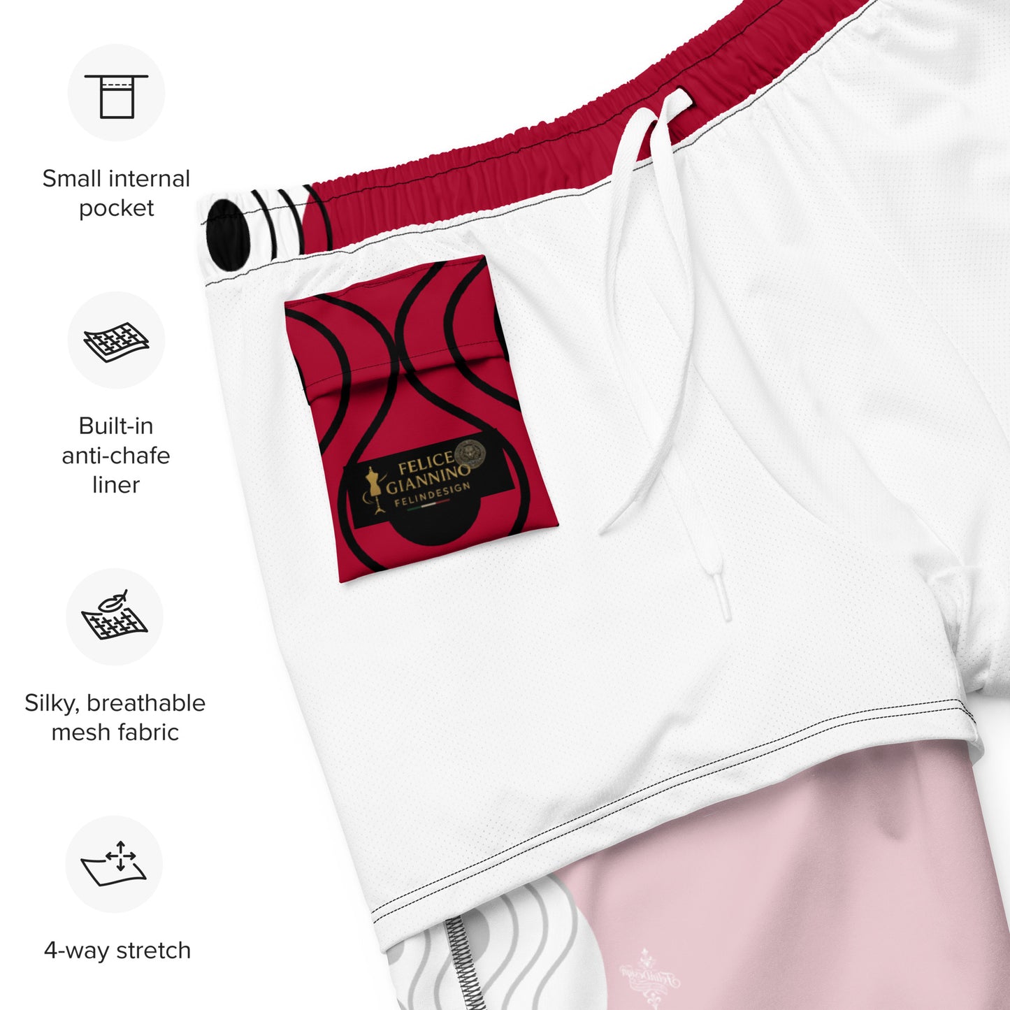 Recycled Swim Trunks Swim Trunks FelinDesign Sinus Collection Red - FelinDesign