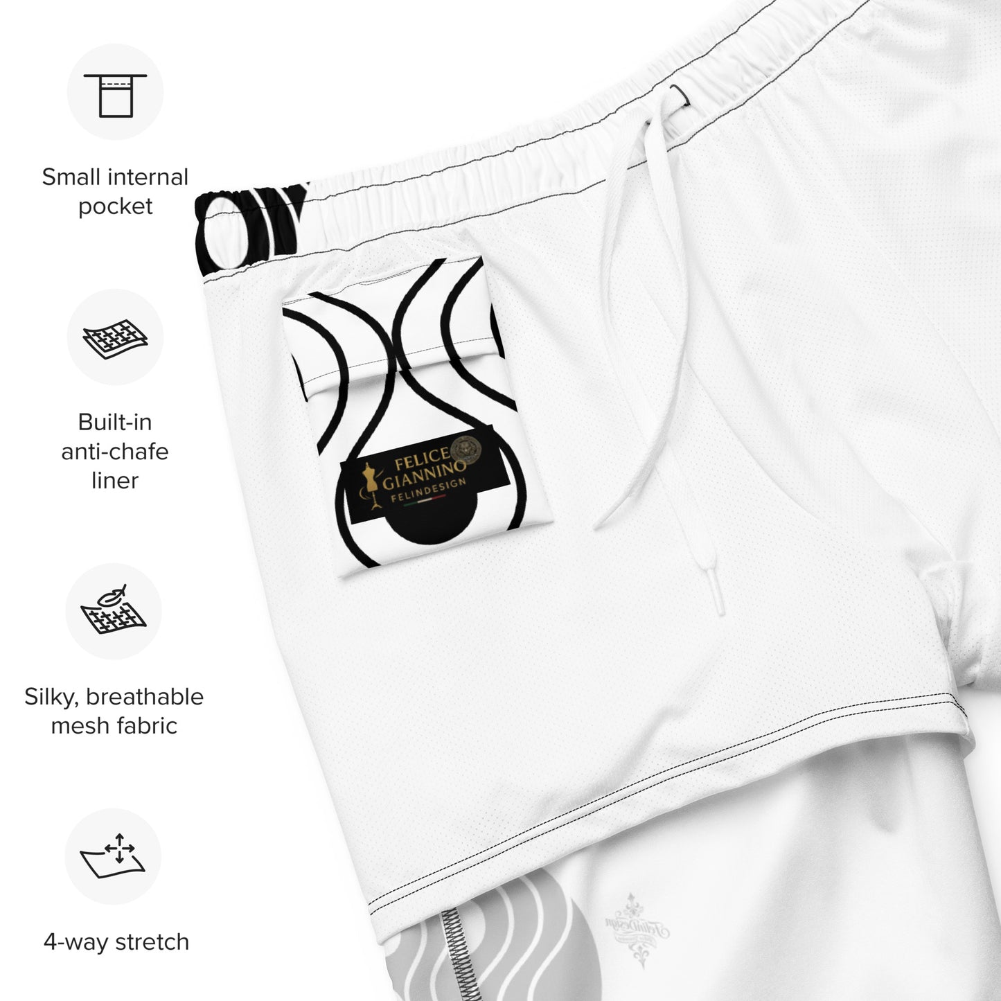 Recycled Swim Trunks FelinDesign Sinus Collection White - FelinDesign