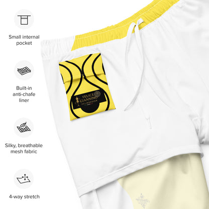 Recycled Swim Trunks Yellow White side FelinDesign - FelinDesign