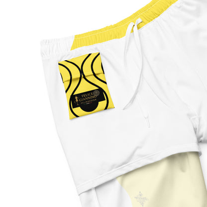Recycled Swim Trunks Yellow White side FelinDesign - FelinDesign