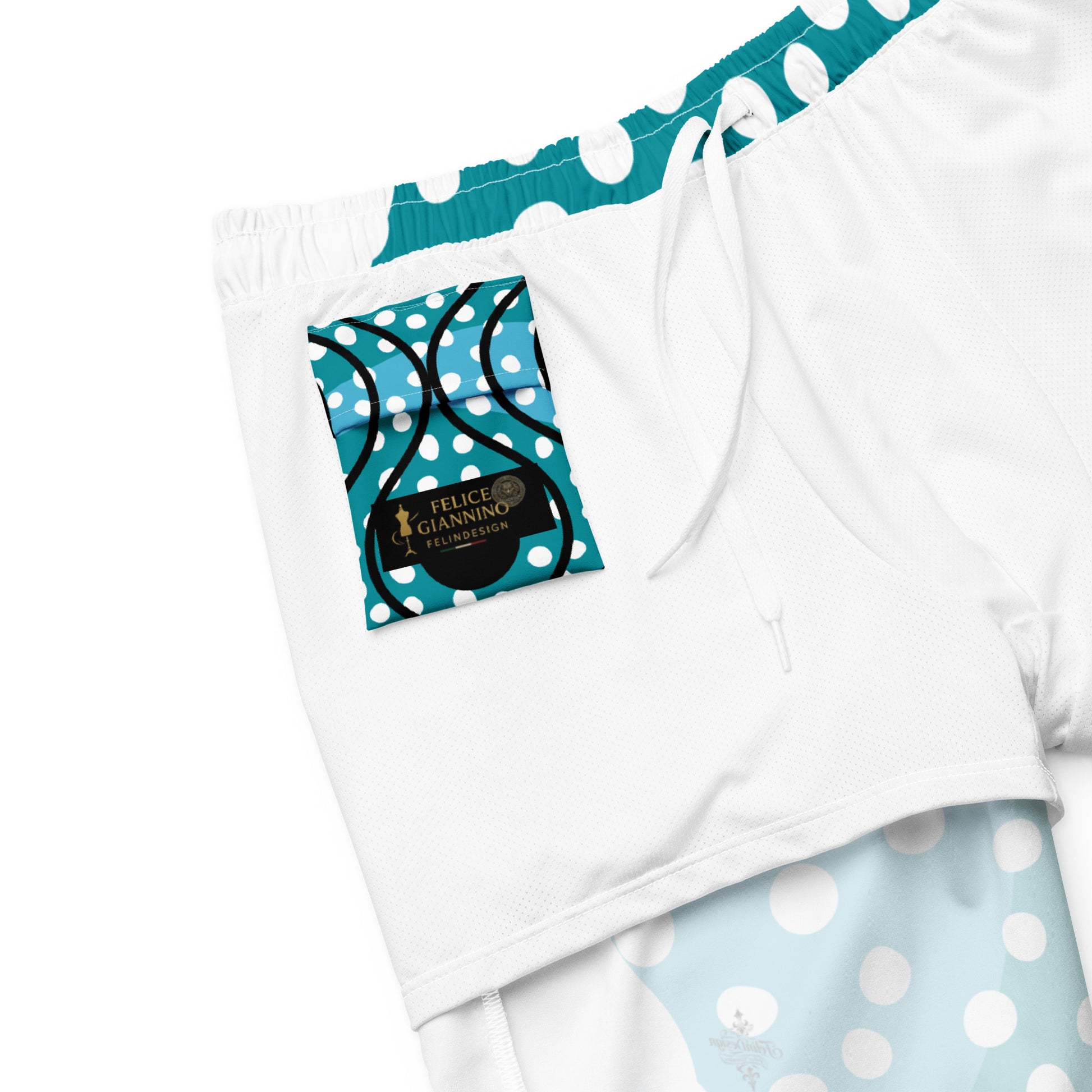 Recycled Swim Trunks "Aqua Dots"Turquoise with white dots FelinDesign - FelinDesign