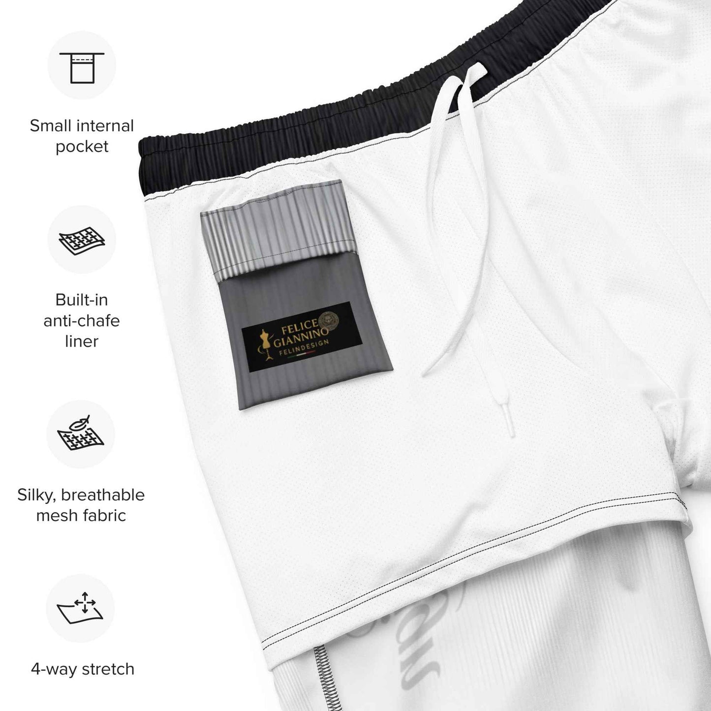 Swim Trunks Gray white FelinDesign