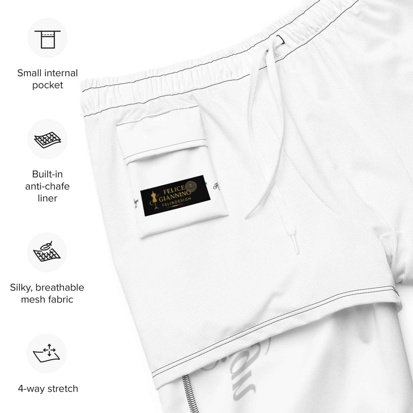 Swim Trunks White FelinDesigin