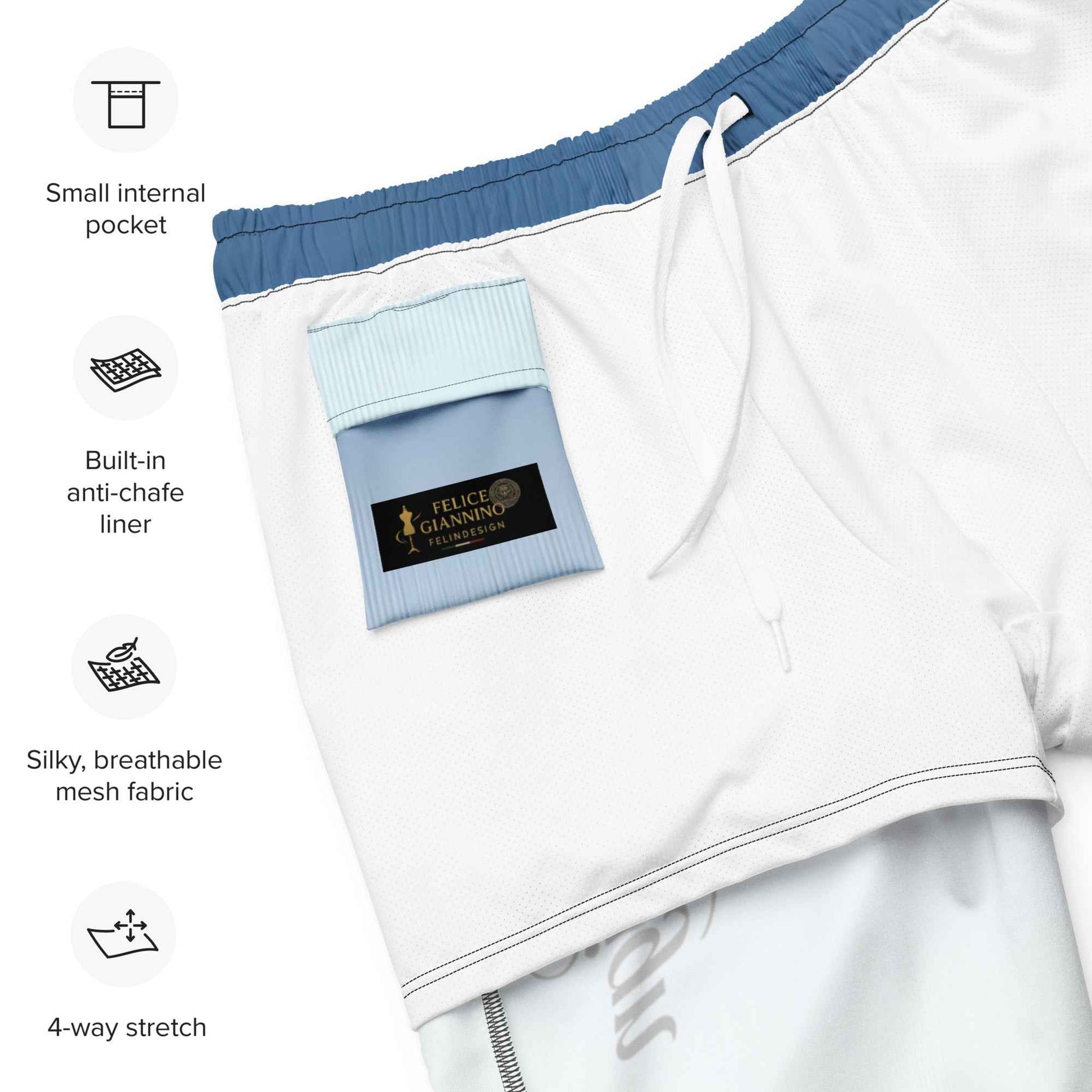 Swim Trunks White Celeste FelinDesigin