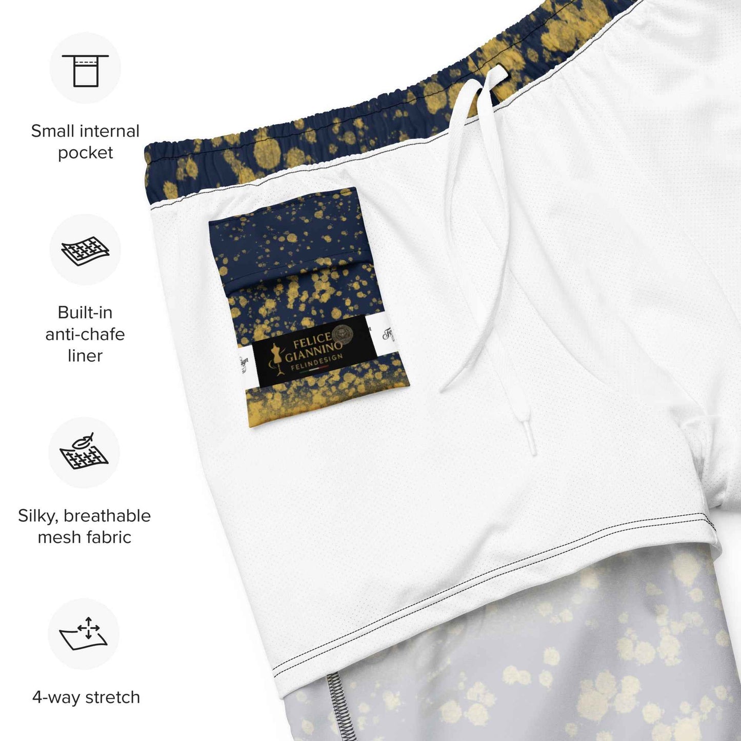 Recycled Swim Trunks Black and yellow FelinDesign