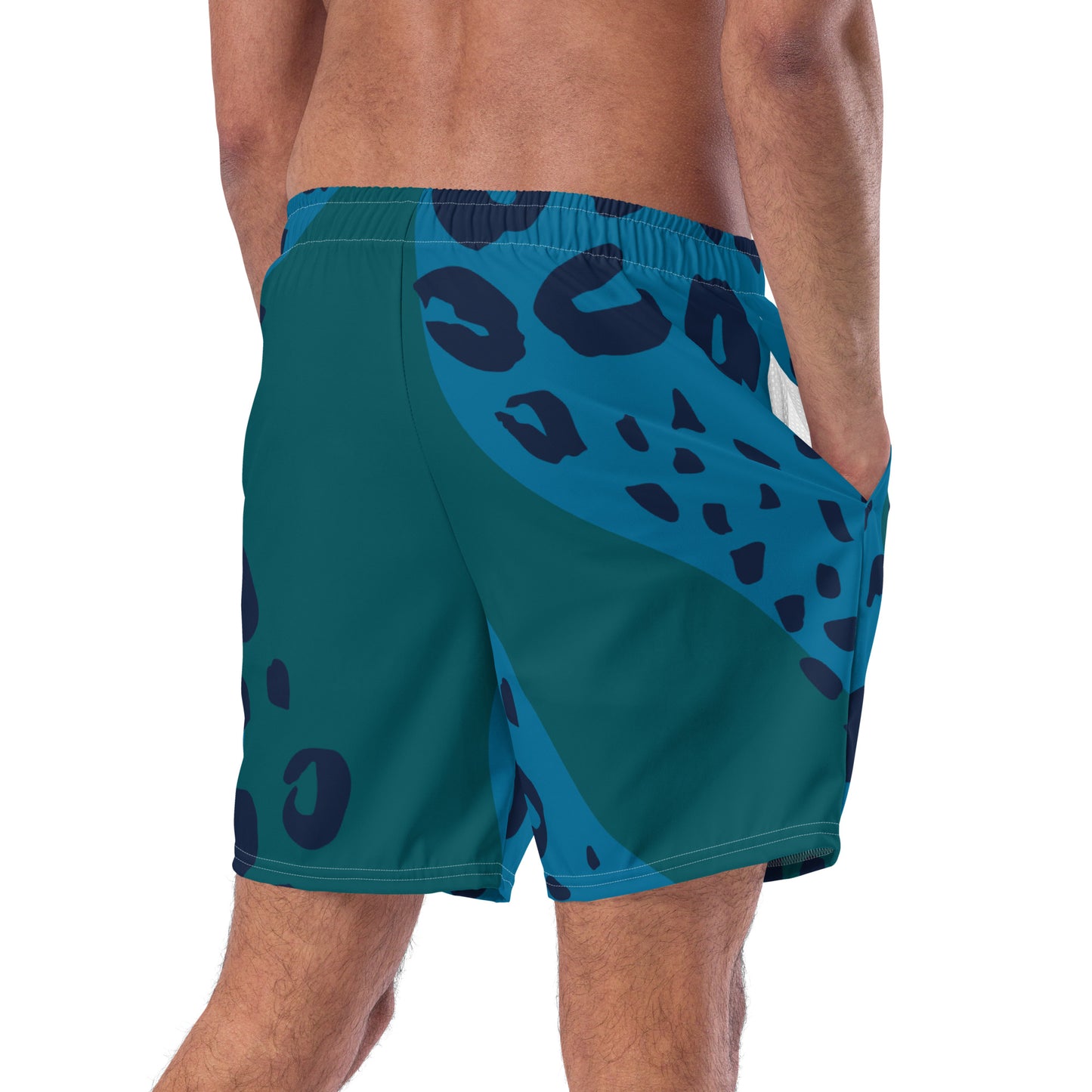 Swim Shorts "Teal Abyss" – Beach Boxer with Organic Pattern - FelinDesign