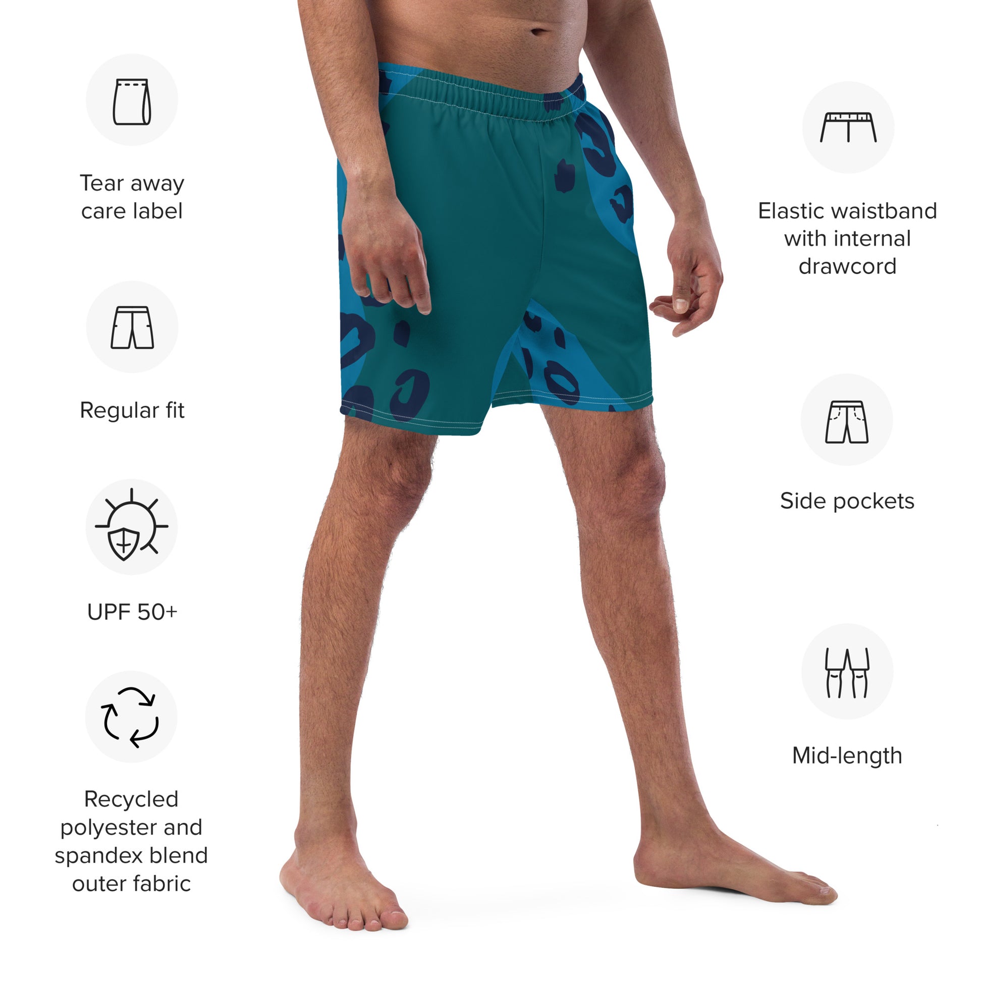Swim Shorts "Teal Abyss" – Beach Boxer with Organic Pattern - FelinDesign