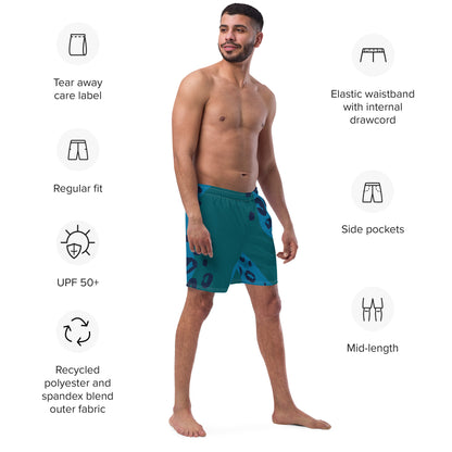Swim Shorts "Teal Abyss" – Beach Boxer with Organic Pattern - FelinDesign
