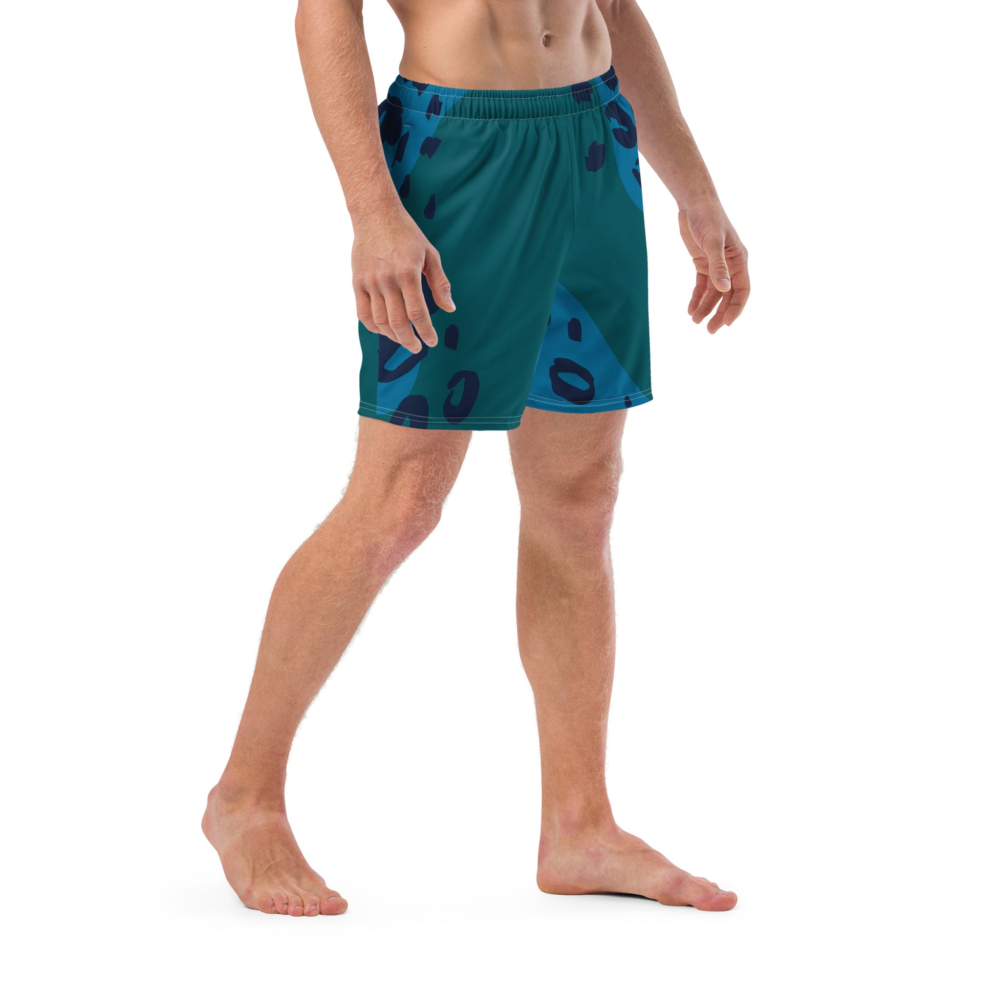 Swim Shorts "Teal Abyss" – Beach Boxer with Organic Pattern - FelinDesign