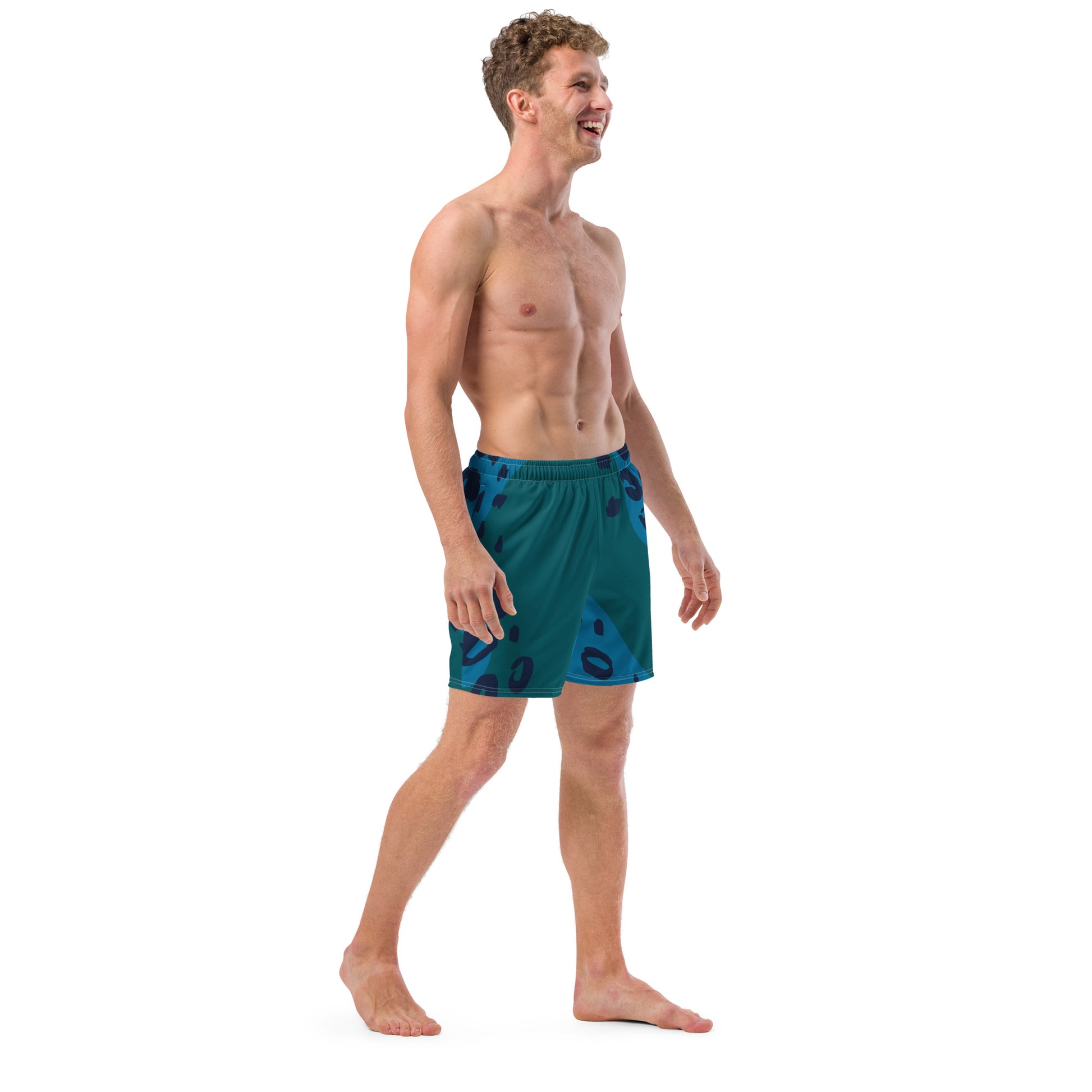 Swim Shorts "Teal Abyss" – Beach Boxer with Organic Pattern - FelinDesign