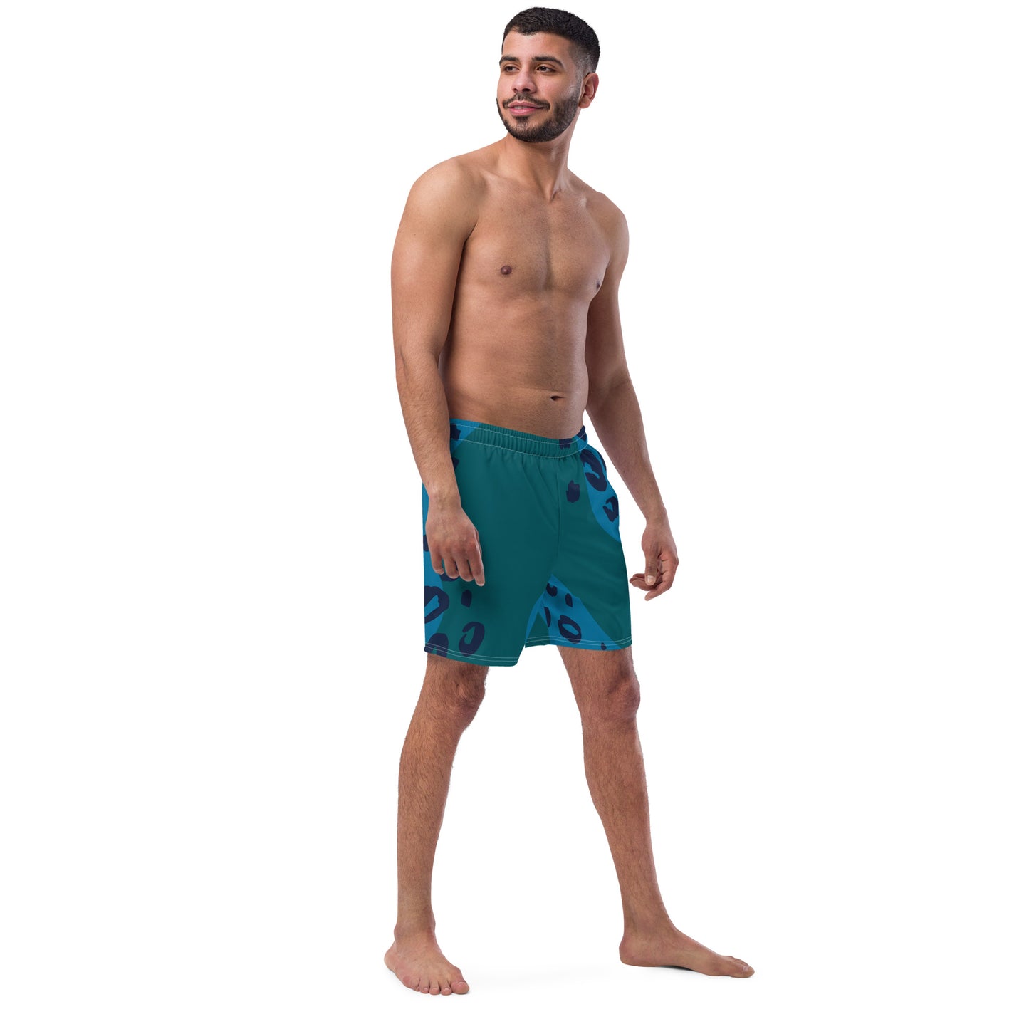 Swim Shorts "Teal Abyss" – Beach Boxer with Organic Pattern - FelinDesign
