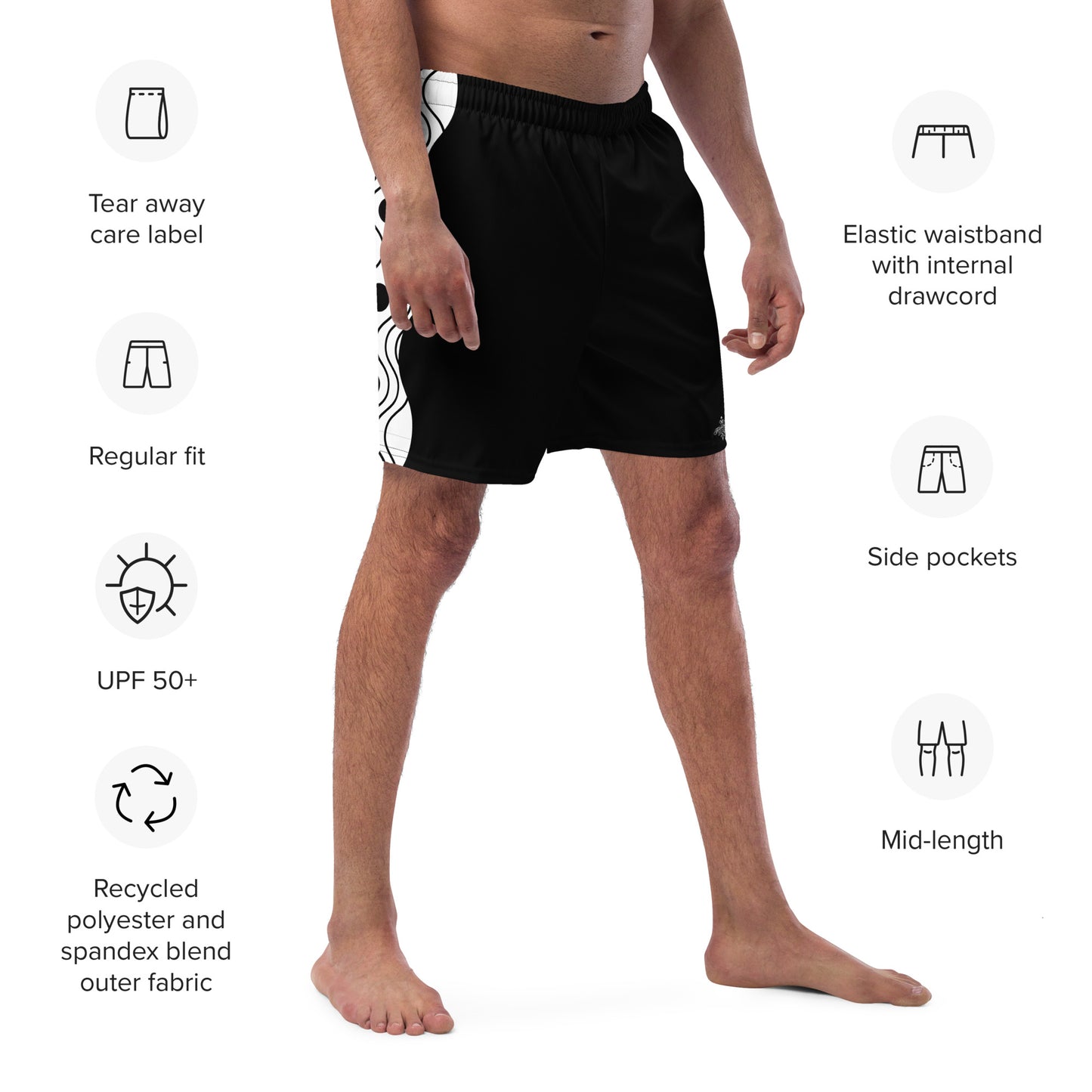 Recycled Men's Swimsuit - Sinus Collection Black FelinDesign - FelinDesign