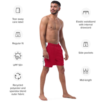 Recycled Swim Trunks Swim Trunks FelinDesign Sinus Collection Red - FelinDesign