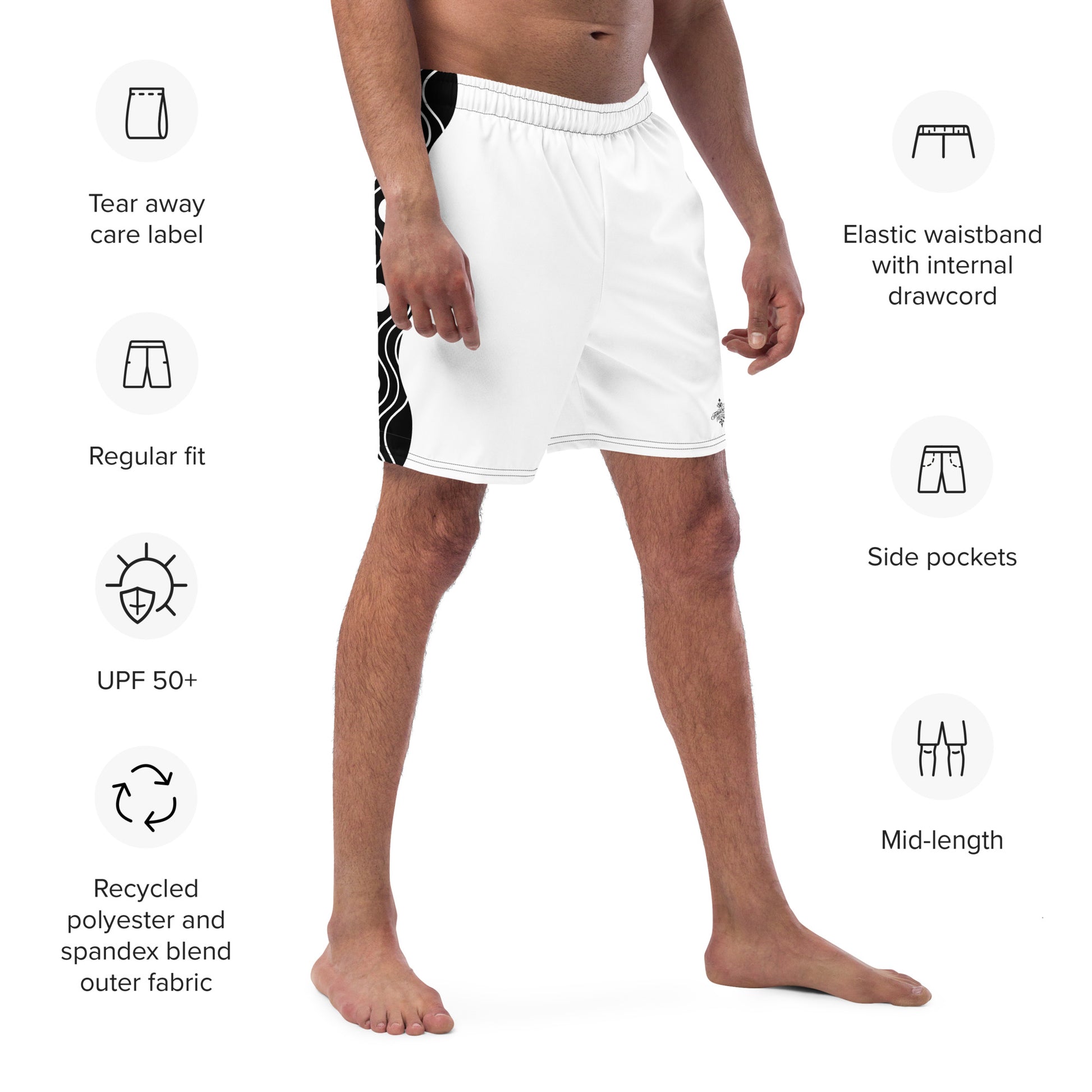 Recycled Swim Trunks FelinDesign Sinus Collection White - FelinDesign