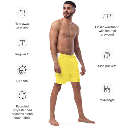 Recycled Swim Trunks Yellow White side FelinDesign - FelinDesign