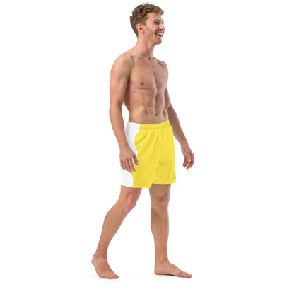 Recycled Swim Trunks Yellow White side FelinDesign - FelinDesign