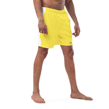 Recycled Swim Trunks Yellow White side FelinDesign - FelinDesign