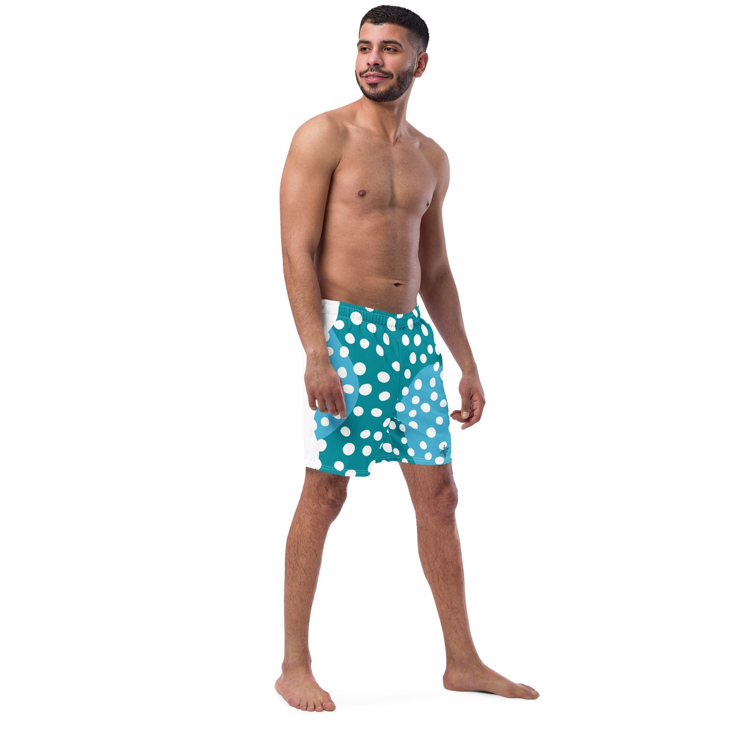 Recycled Swim Trunks "Aqua Dots"Turquoise with white dots FelinDesign - FelinDesign