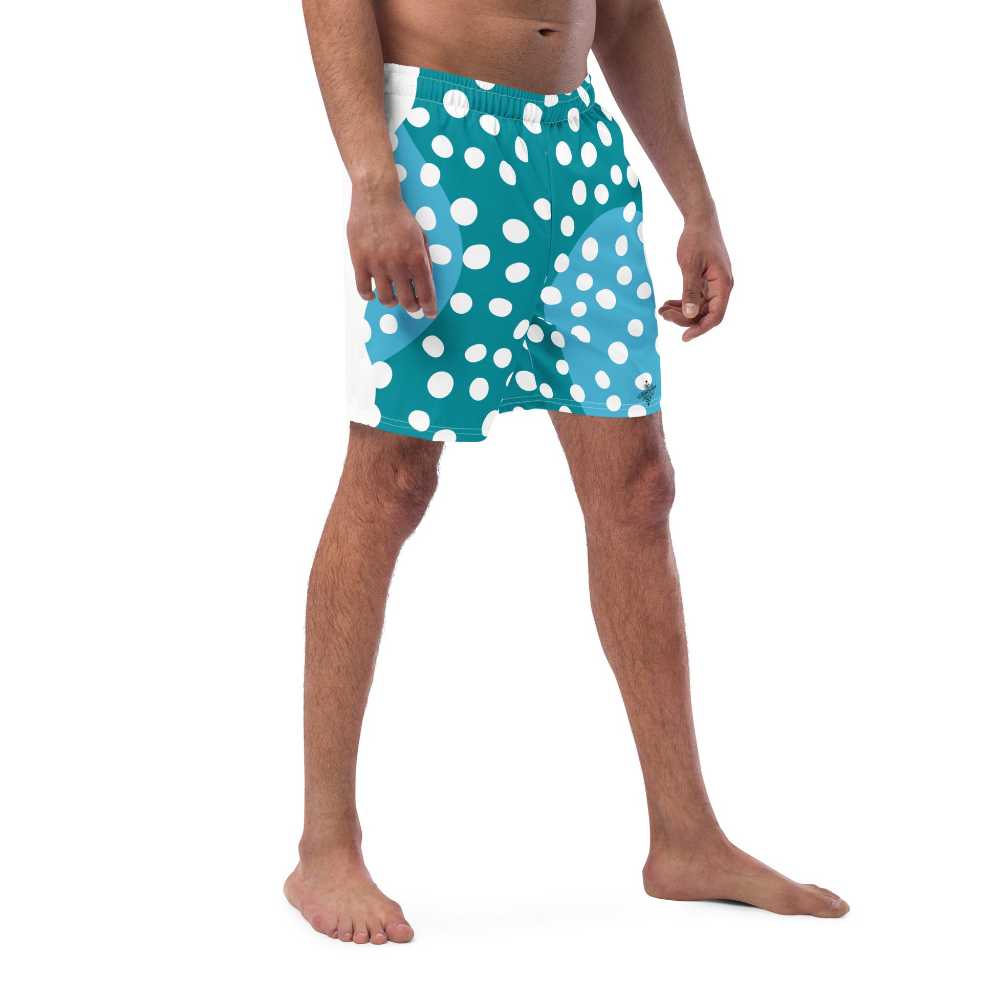 Recycled Swim Trunks "Aqua Dots"Turquoise with white dots FelinDesign - FelinDesign