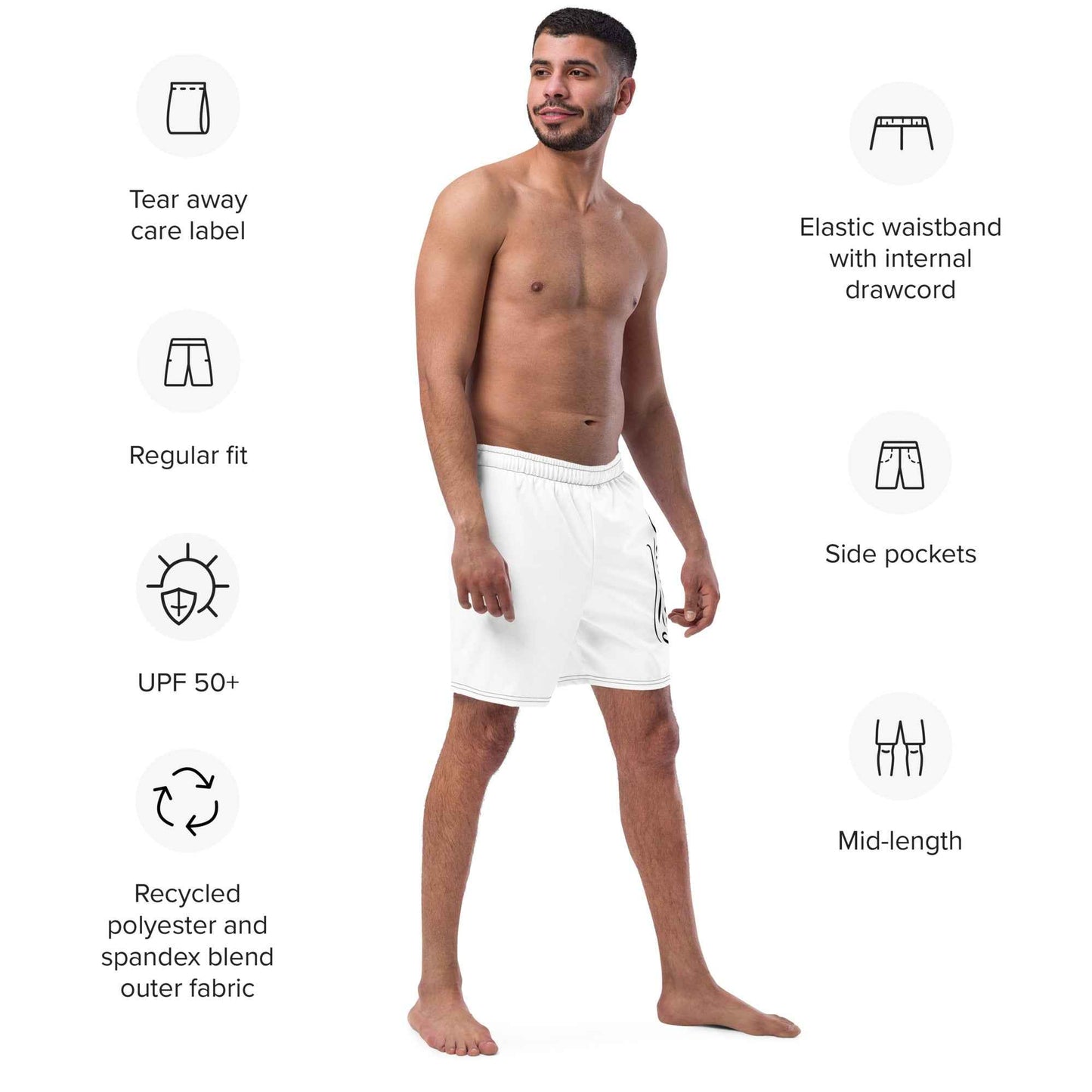 Swim Trunks White FelinDesigin