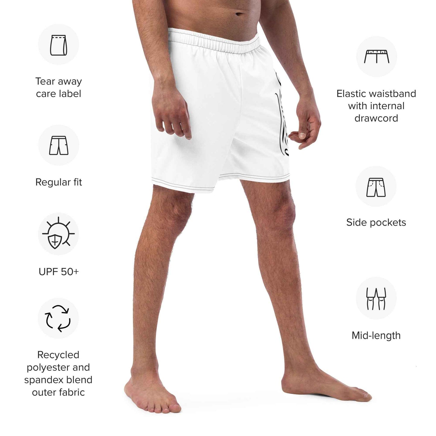 Swim Trunks White FelinDesigin