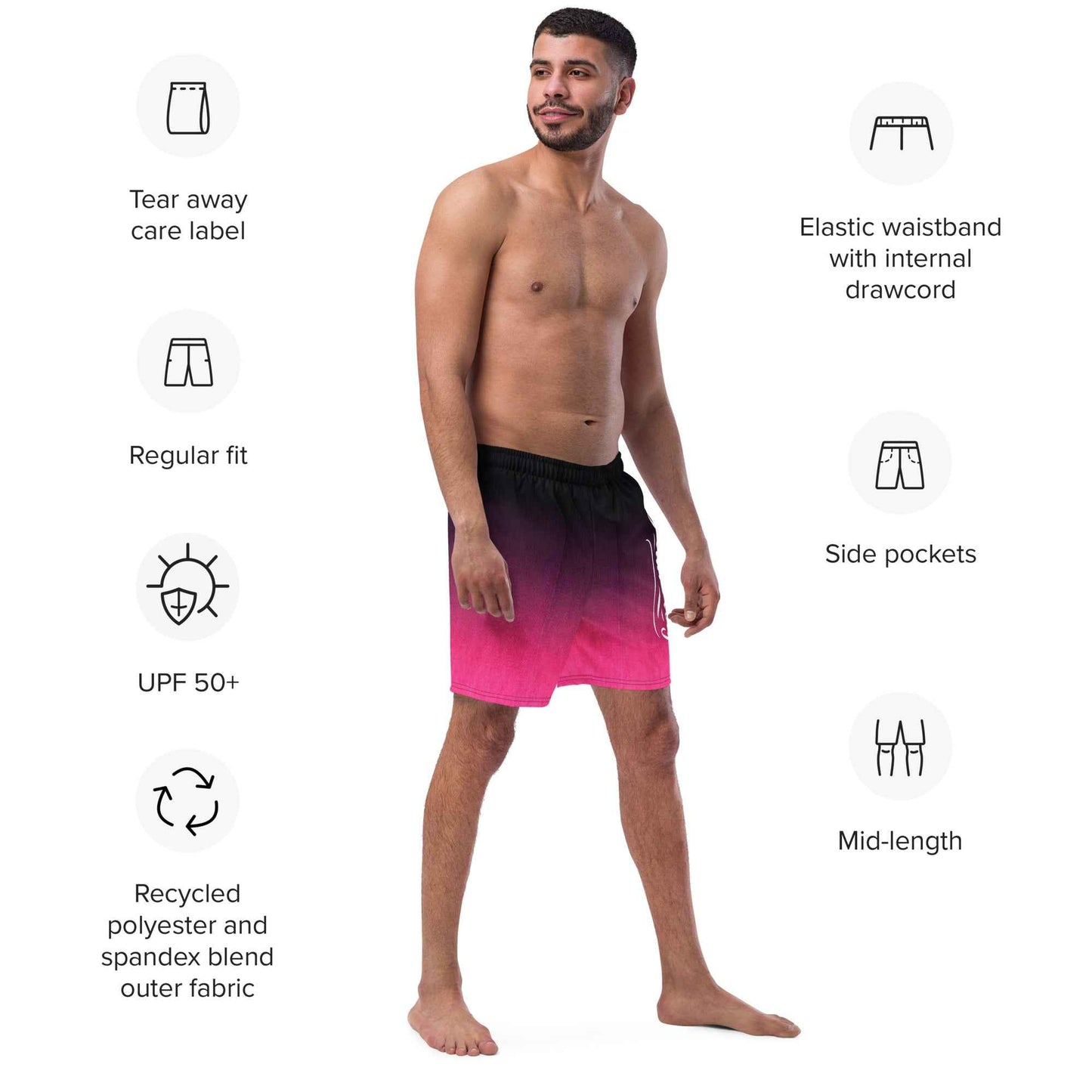 Swim Trunks Black Fuchsia  FelinDesigin