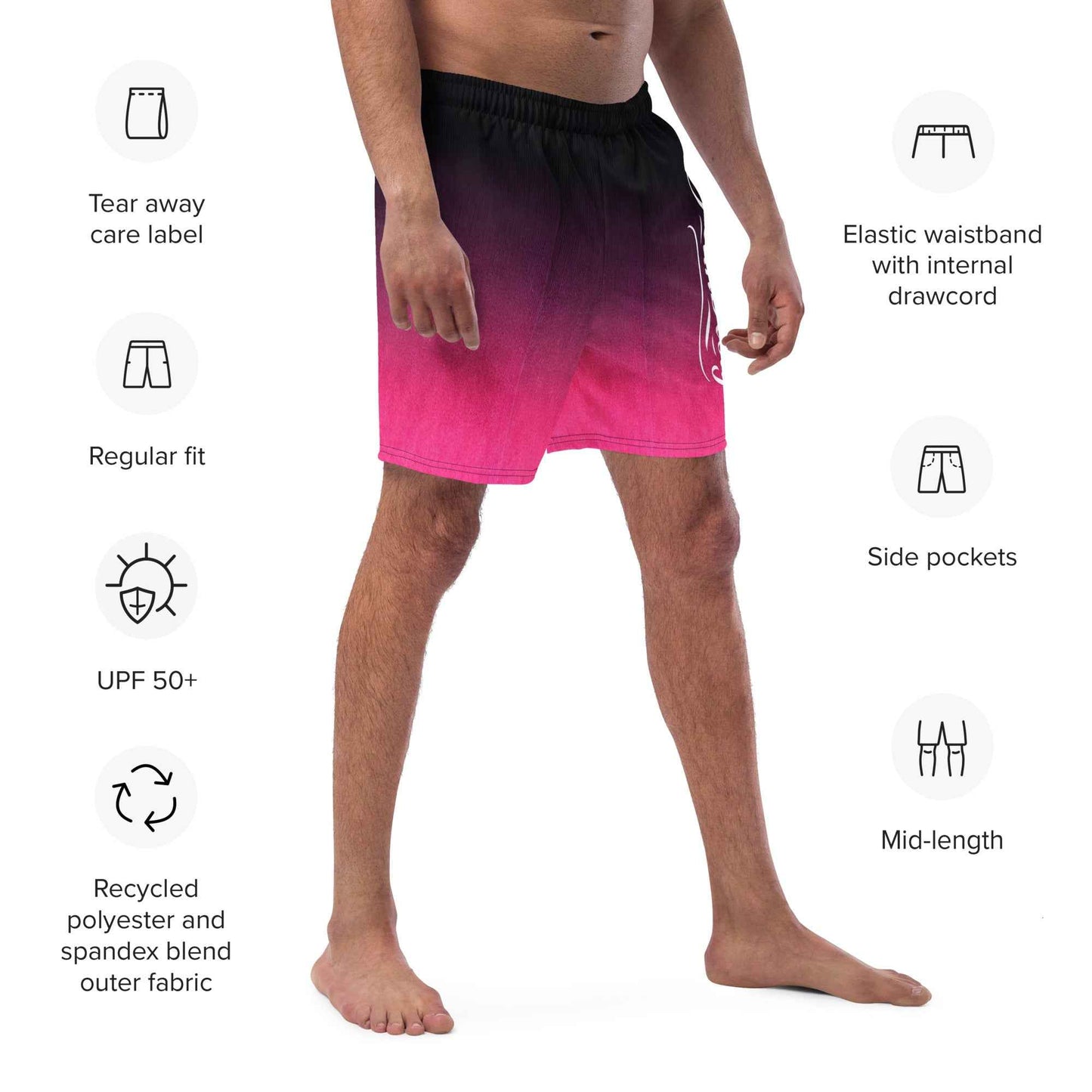 Swim Trunks Black Fuchsia  FelinDesigin