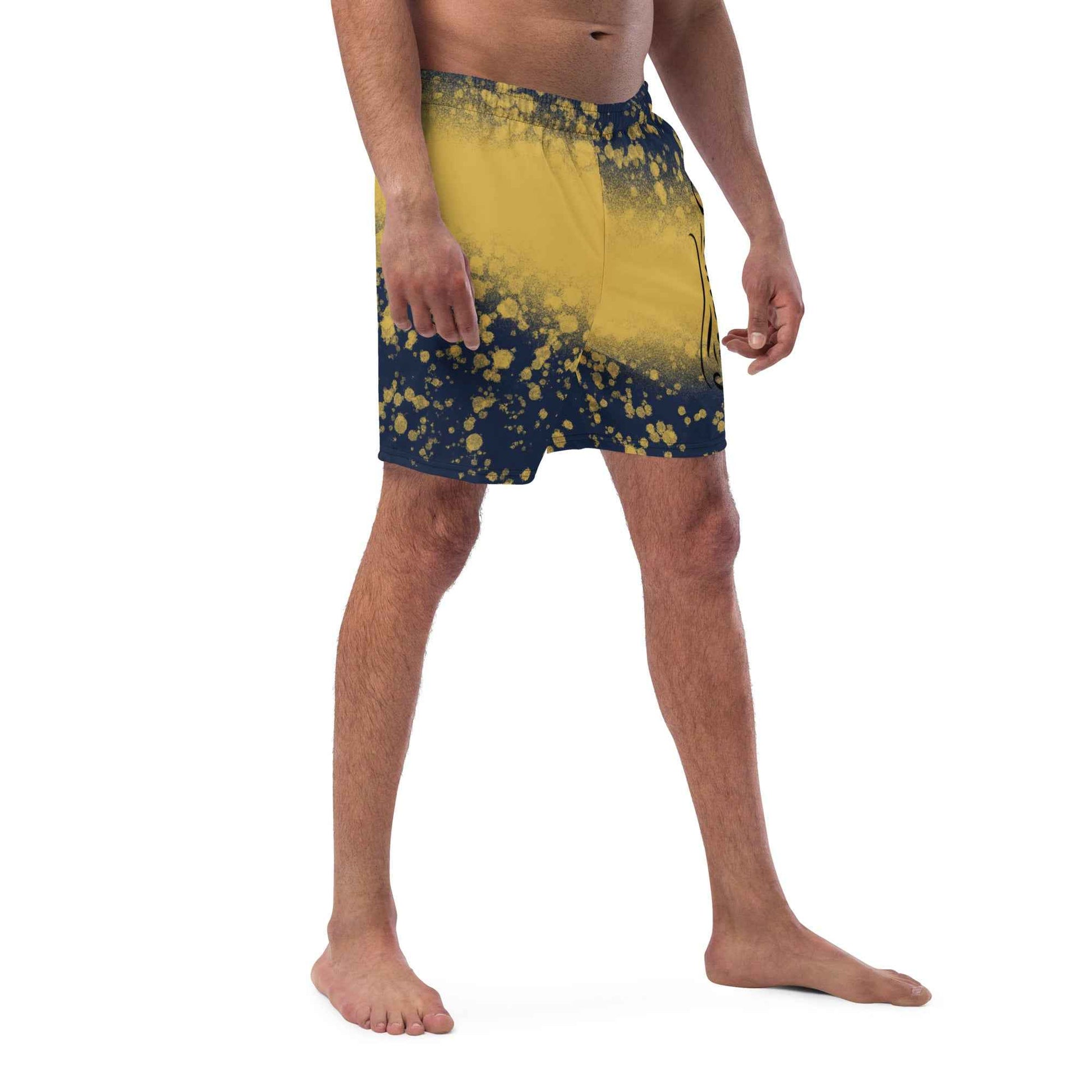 Recycled Swim Trunks Black and yellow FelinDesign