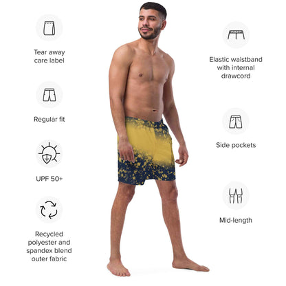 Recycled Swim Trunks Black and yellow FelinDesign