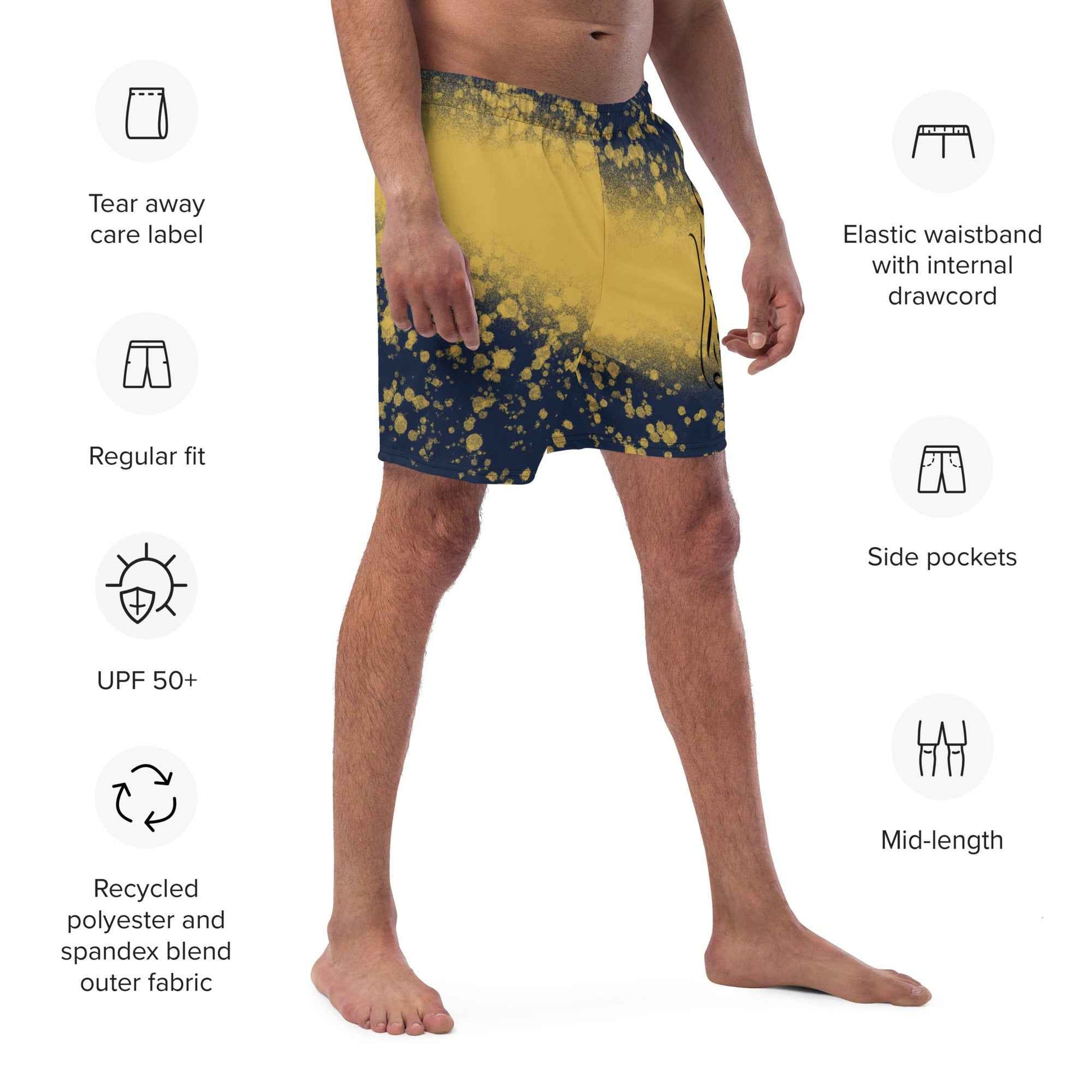 Recycled Swim Trunks Black and yellow FelinDesign