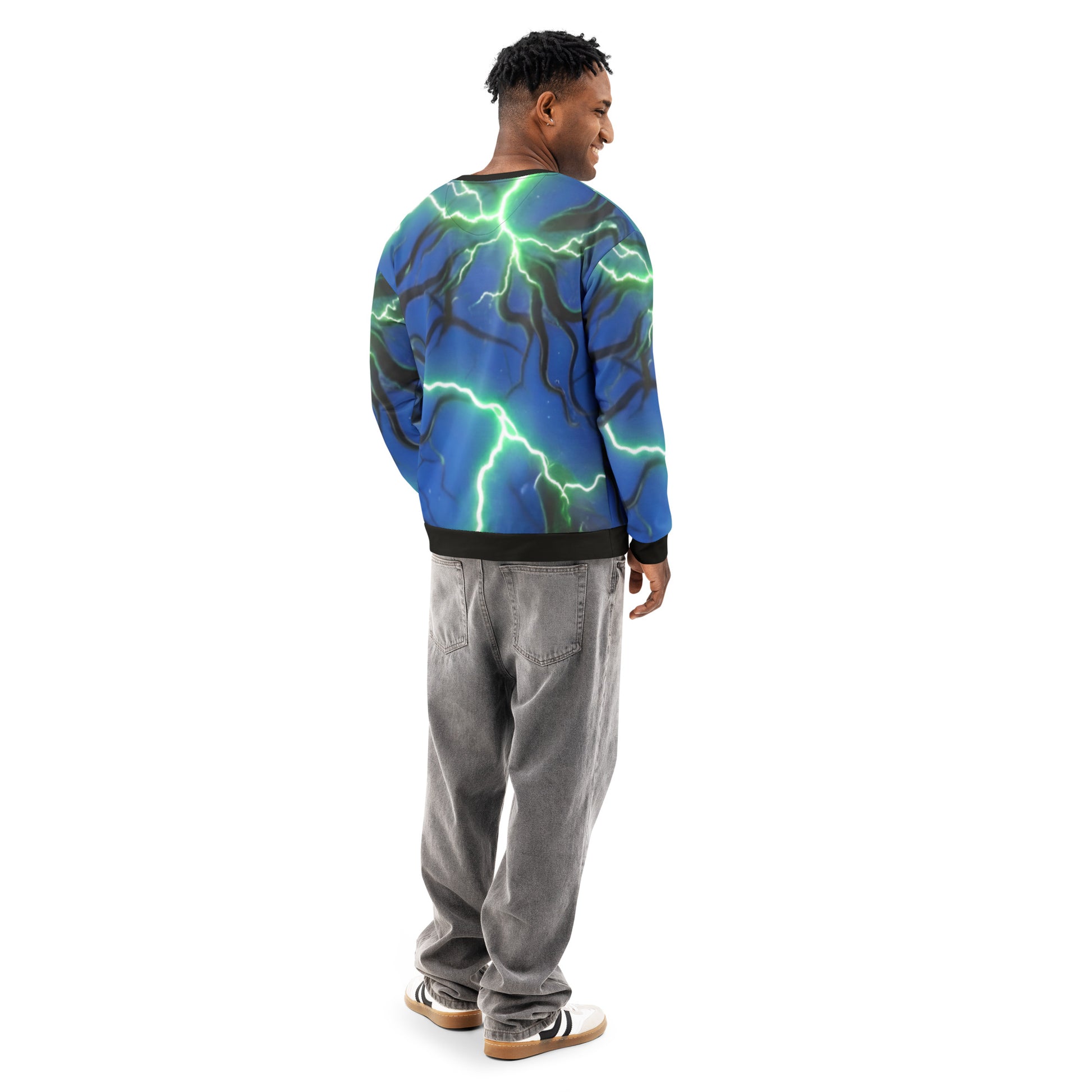 Unisex cotton sweatshirt Blue/Black Lightning - FelinDesign