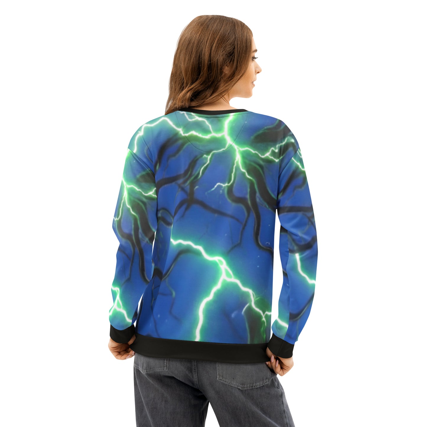Unisex cotton sweatshirt Blue/Black Lightning - FelinDesign