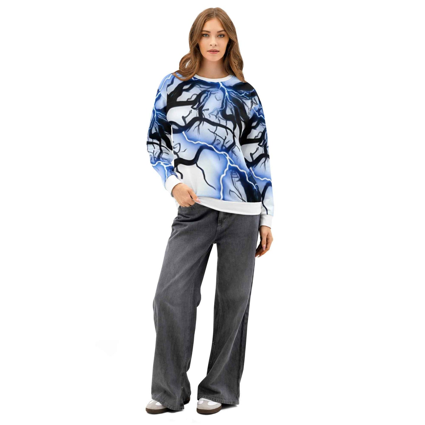 Unisex cotton sweatshirt FelinDesign Blue lightning - FelinDesign