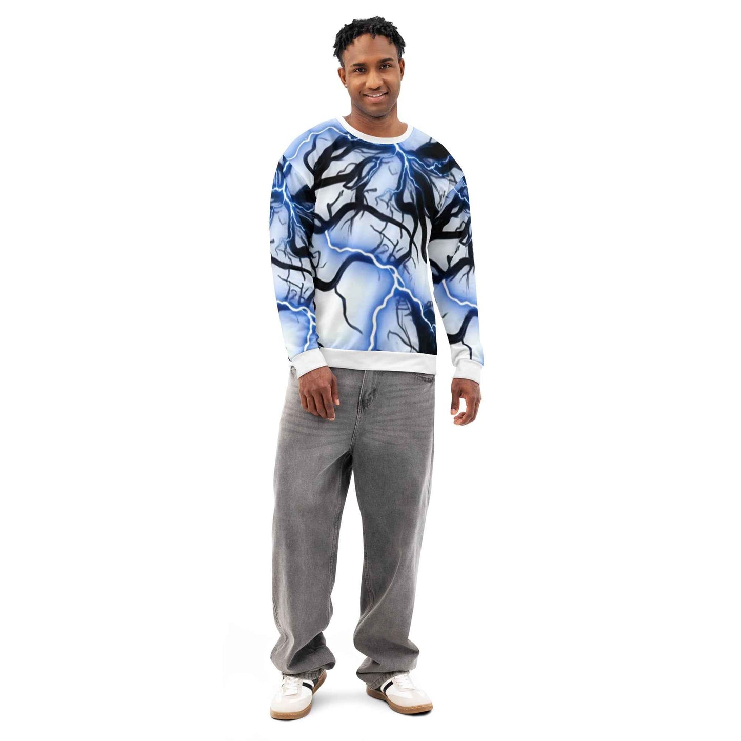 Unisex cotton sweatshirt FelinDesign Blue lightning - FelinDesign