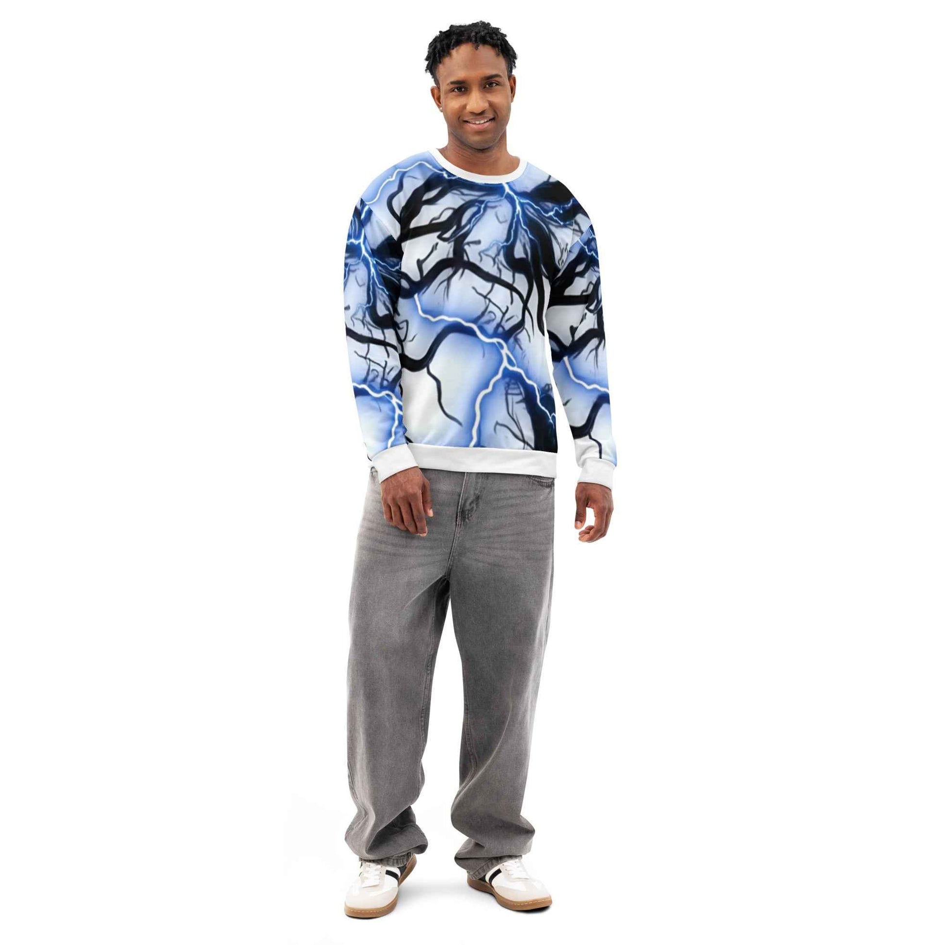 Unisex cotton sweatshirt FelinDesign Blue lightning - FelinDesign