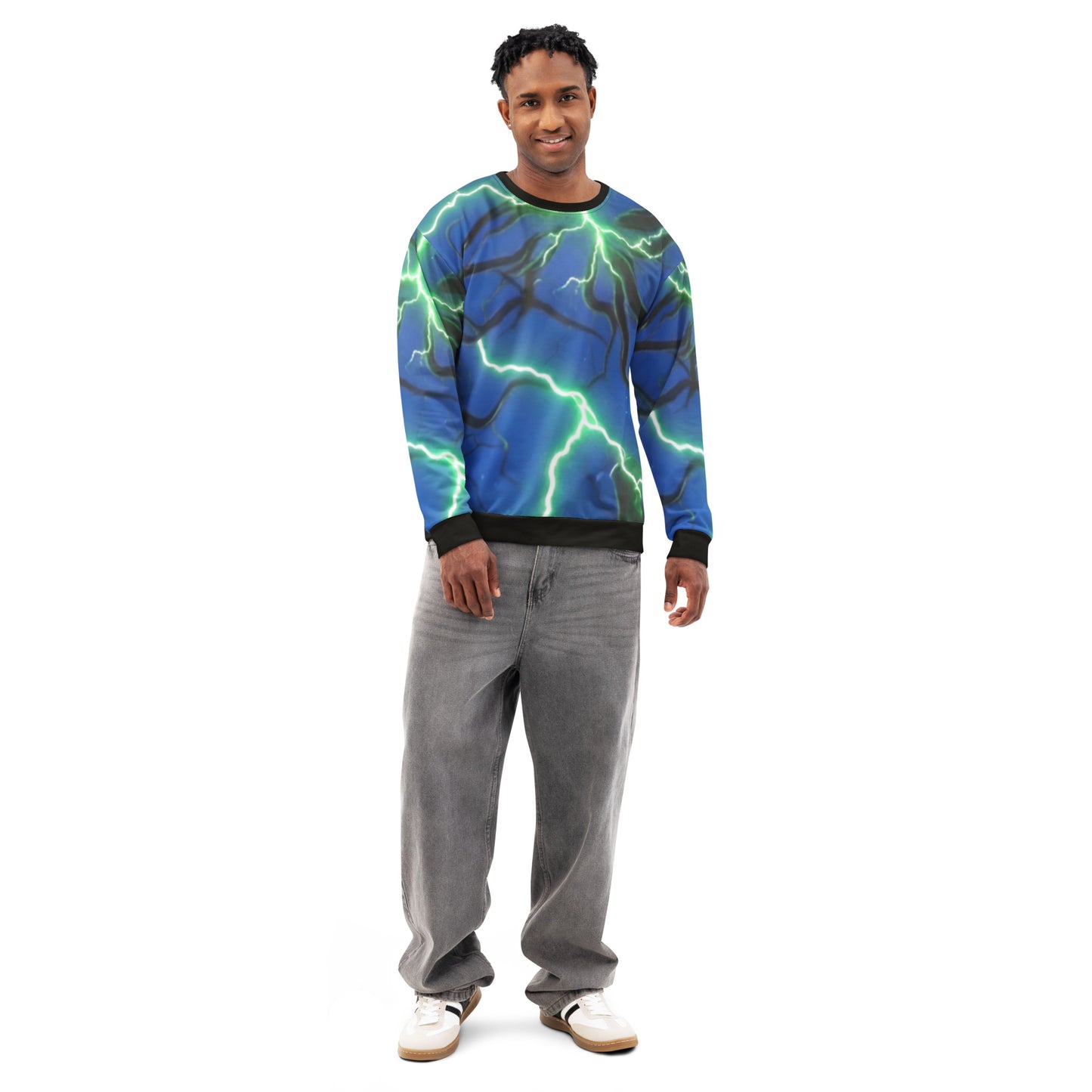 Unisex cotton sweatshirt Blue/Black Lightning - FelinDesign