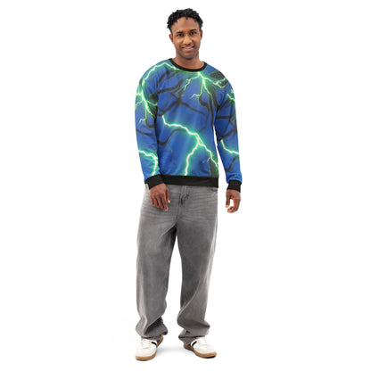 Unisex cotton sweatshirt Blue/Black Lightning - FelinDesign