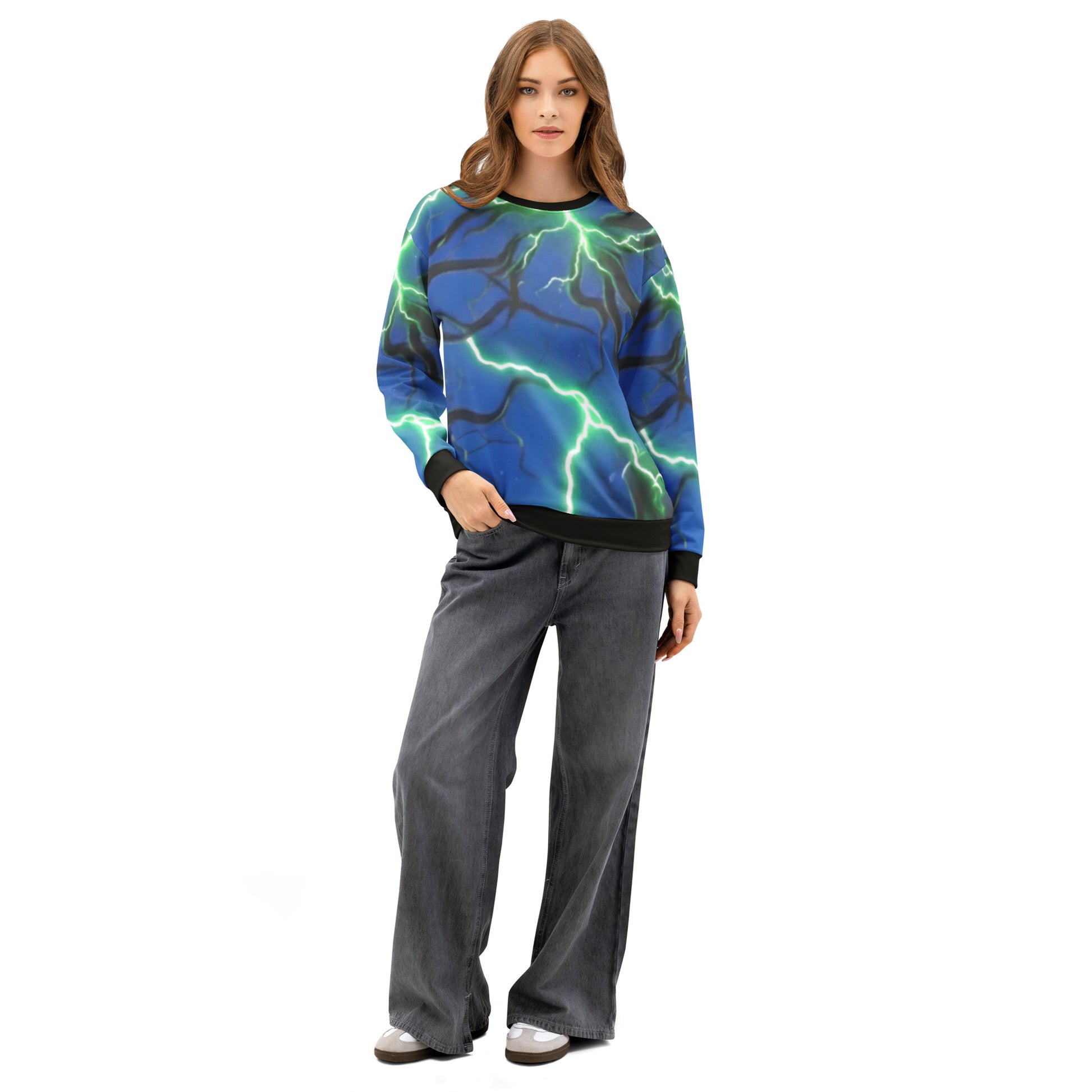 Unisex cotton sweatshirt Blue/Black Lightning - FelinDesign