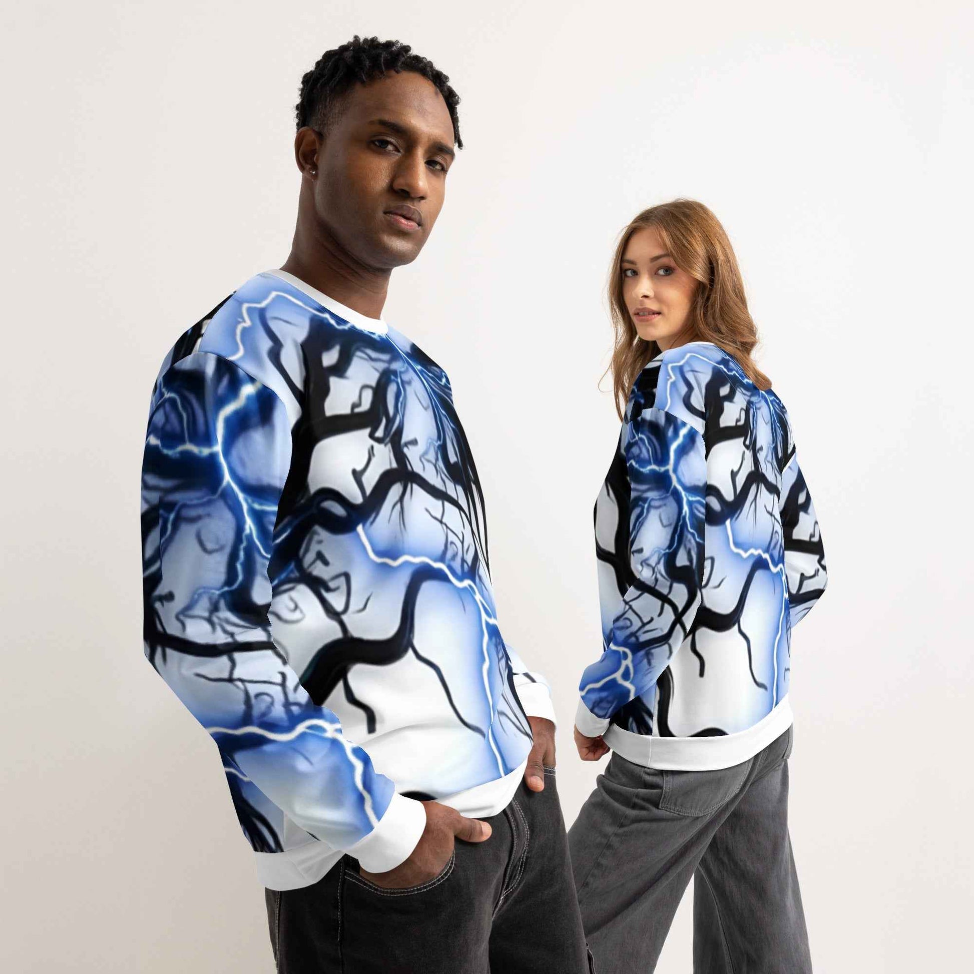 Unisex cotton sweatshirt FelinDesign Blue lightning - FelinDesign
