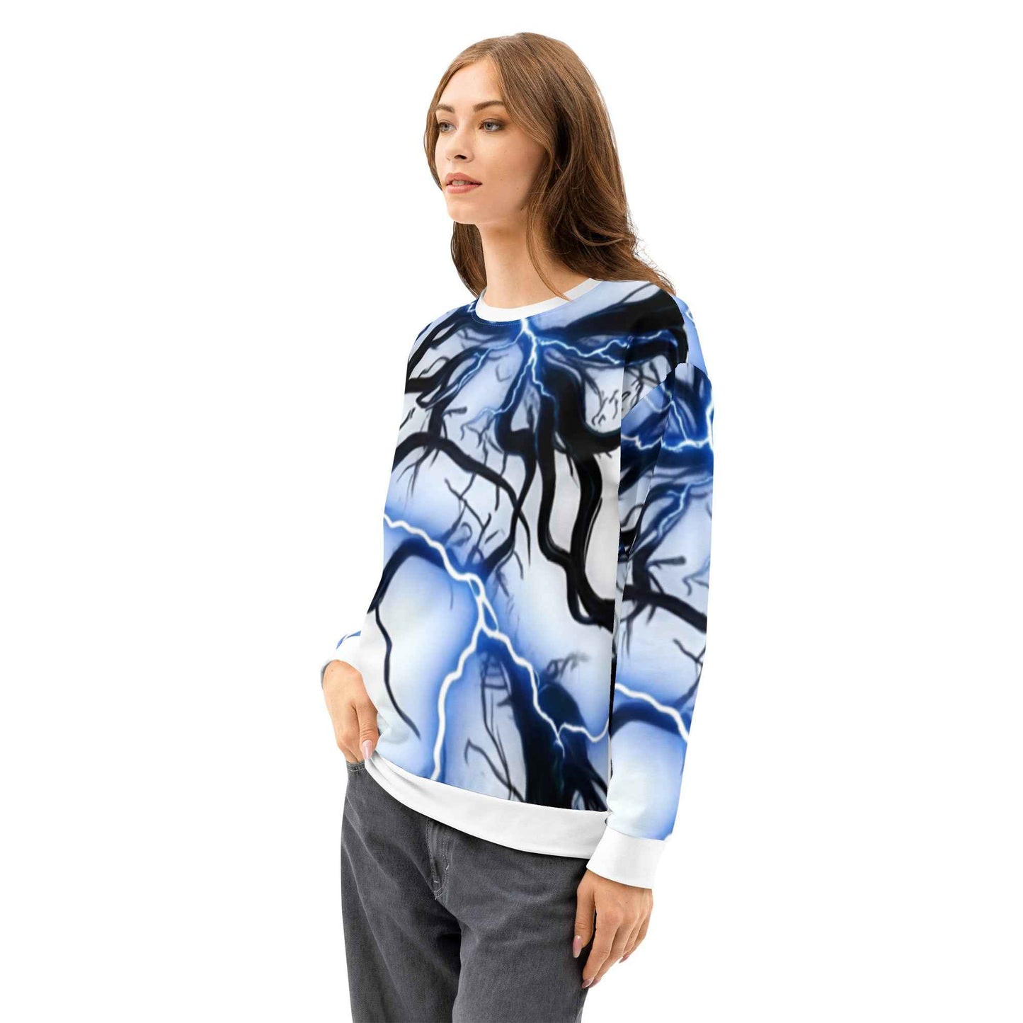 Unisex cotton sweatshirt FelinDesign Blue lightning - FelinDesign
