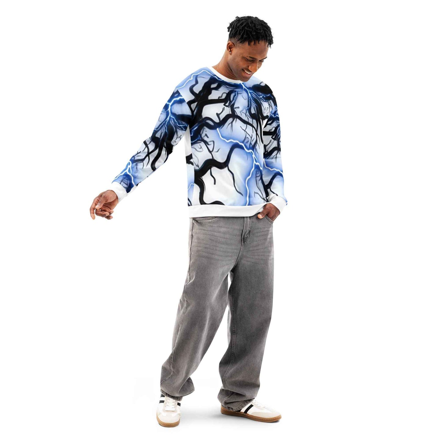 Unisex cotton sweatshirt FelinDesign Blue lightning - FelinDesign