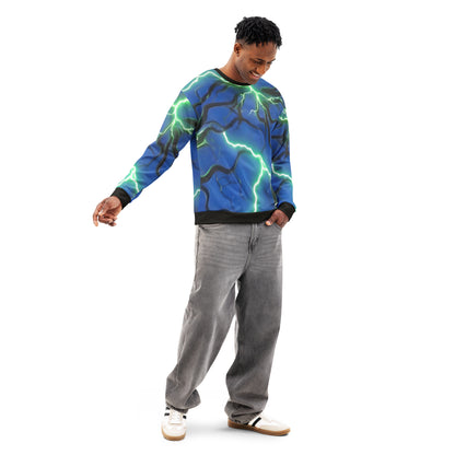 Unisex cotton sweatshirt Blue/Black Lightning - FelinDesign