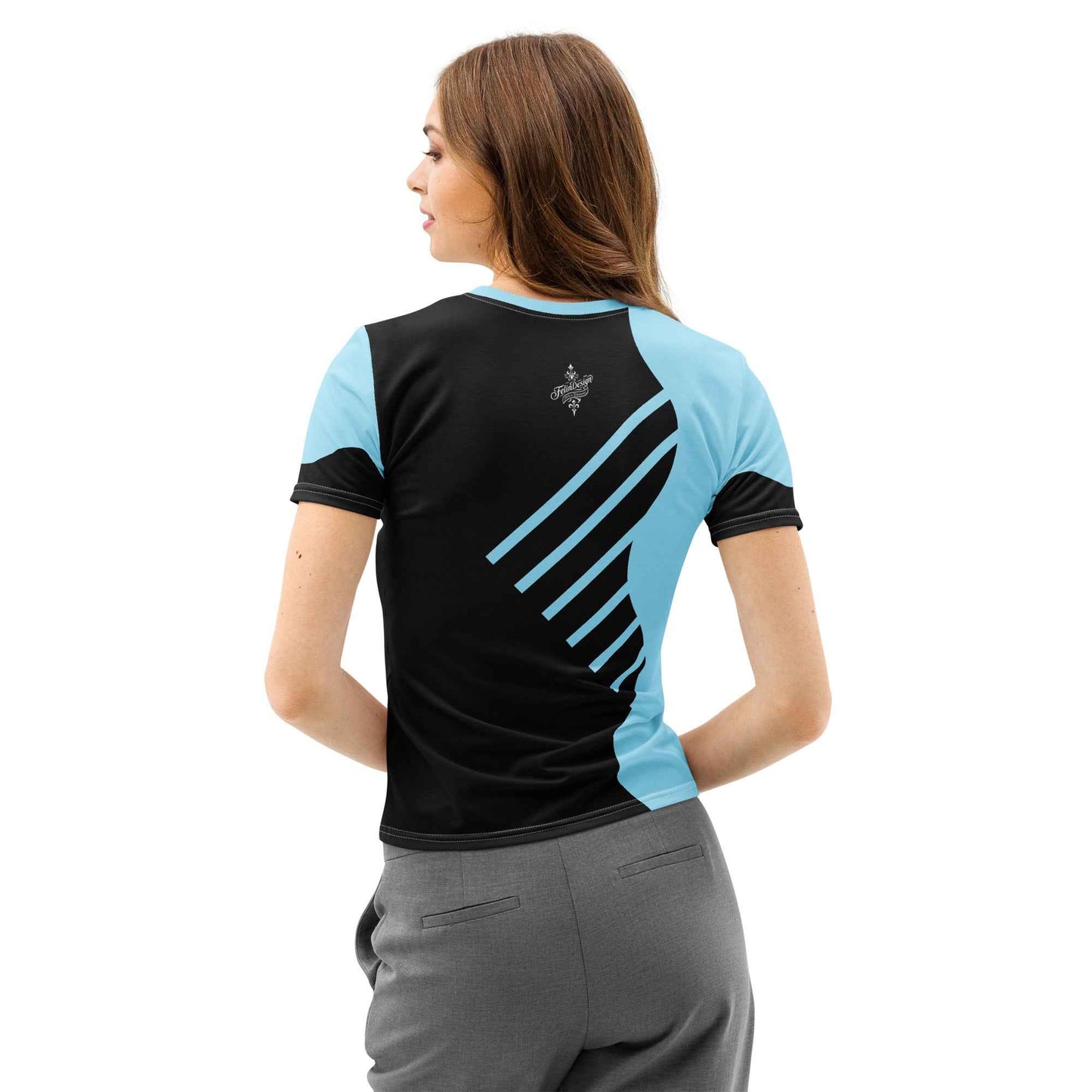 Women's Cotton Crew Neck T-Shirt - Premium Stretch Short Sleeve Tee Sky blue FelinDesign