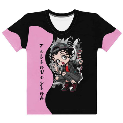 Neck T-Shirt - Premium Stretch Short Sleeve Tee Rose FelinDesign