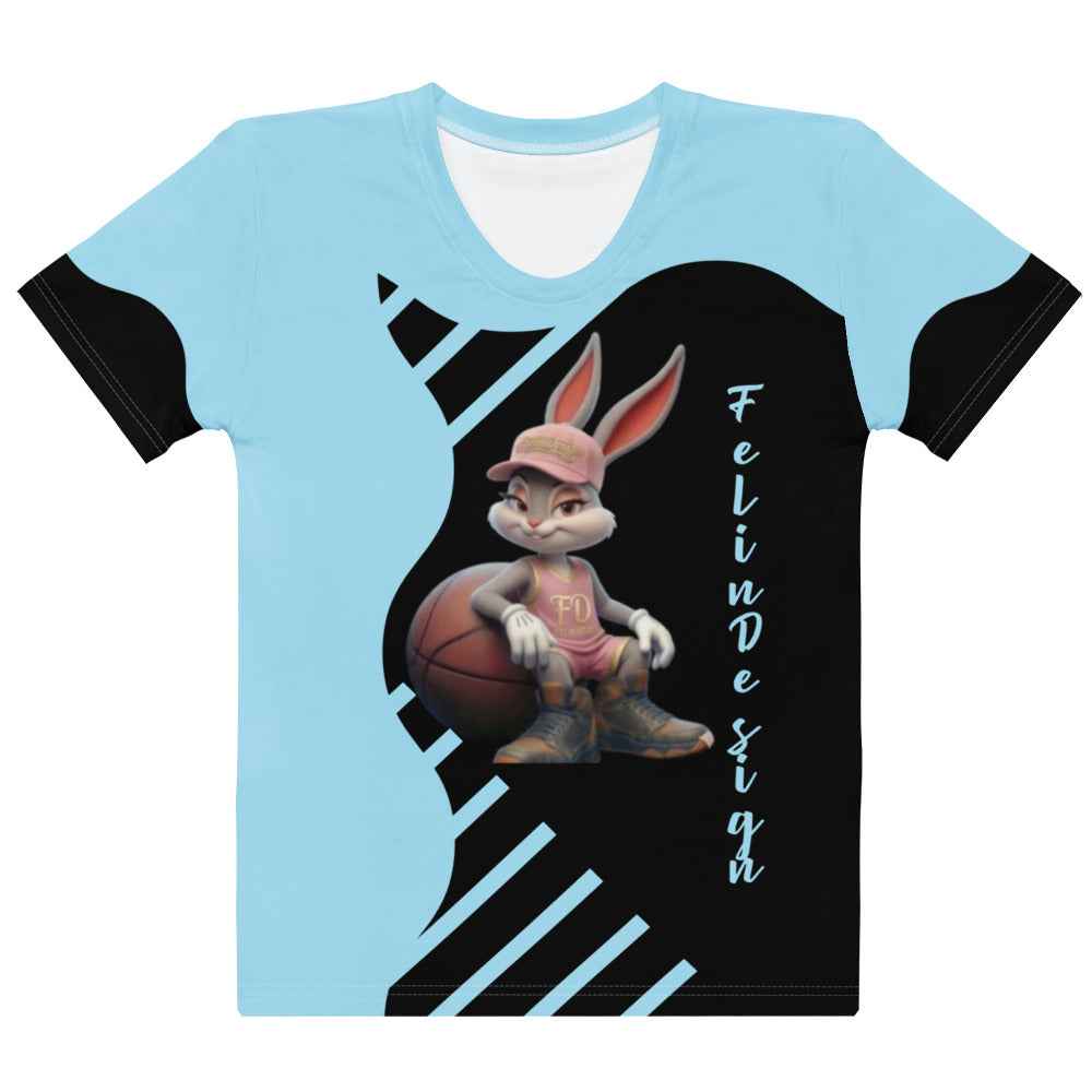 Women's Cotton Crew Neck T-Shirt - Premium Stretch Short Sleeve Tee Sky blue FelinDesign